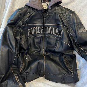 Harley Davidson Willie G leather jacket and zip up hoodie